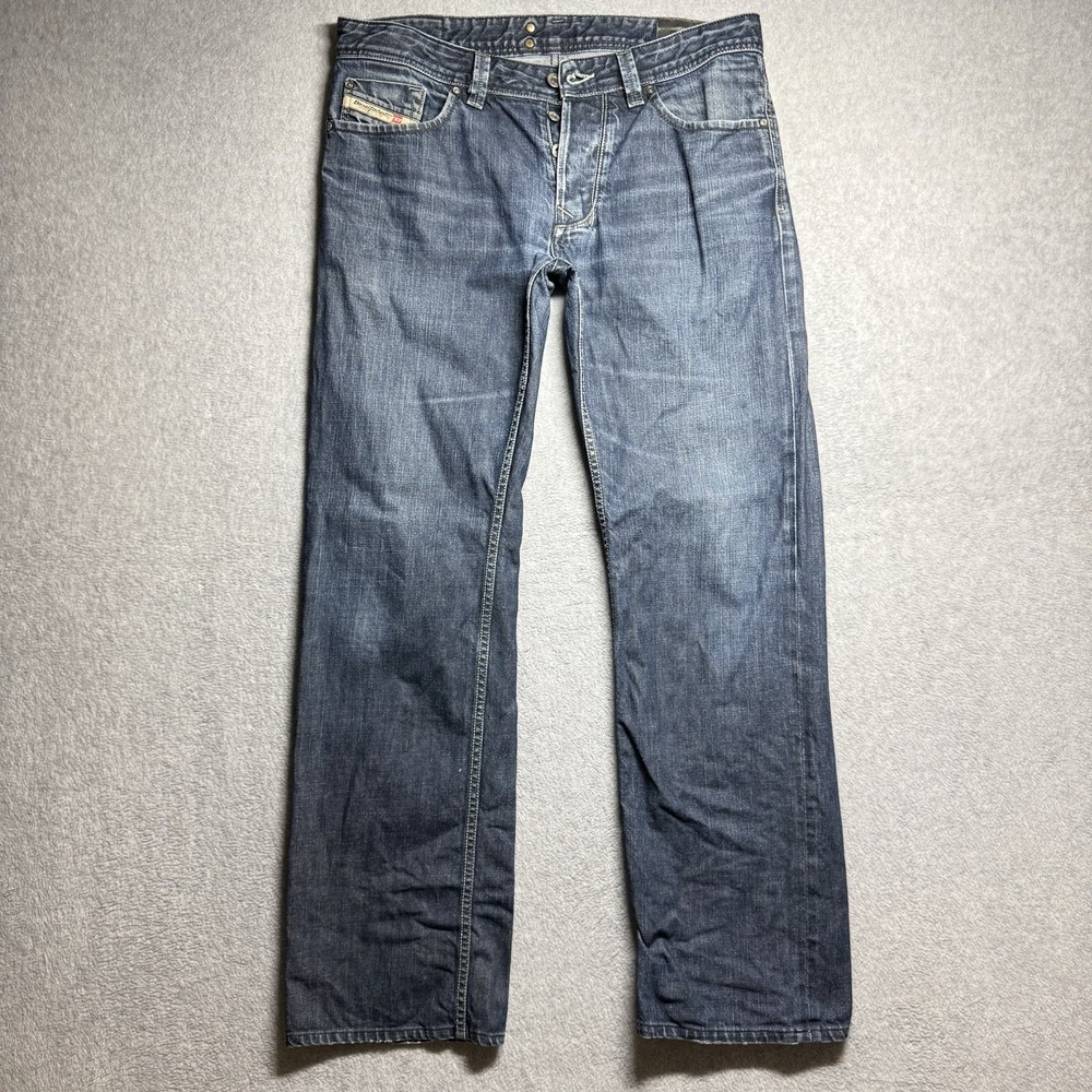 Diesel LARKEE Jeans Men 32x32 Blue Straight Leg Dark Wash Italy Hemmed 0088Z